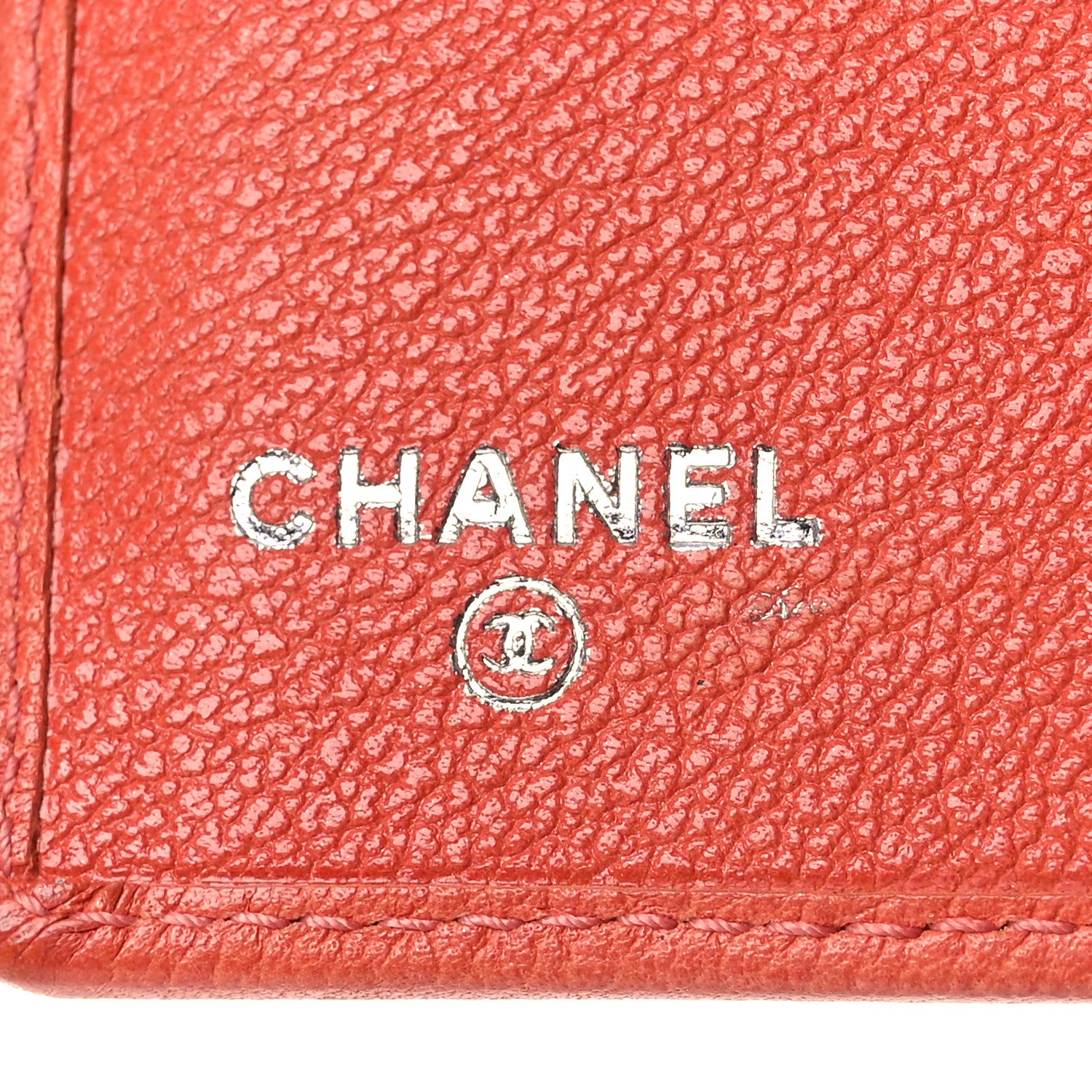 Chanel Goatskin Camellia Bi-Fold Wallet Coral 6 of 9