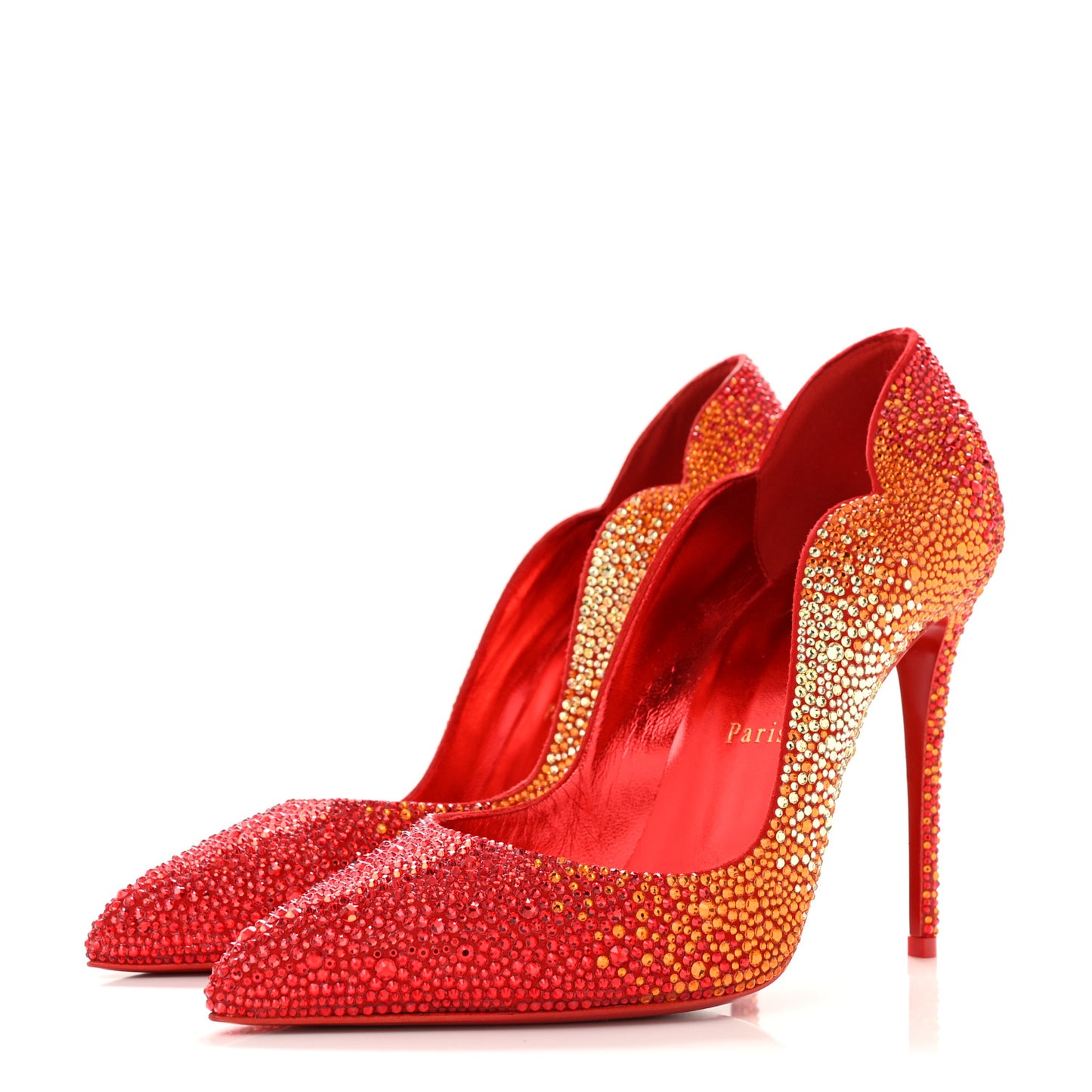 Suede Burma Strass Degrade Hot Chick 100 Pumps 39 Loubi Red Multicolor