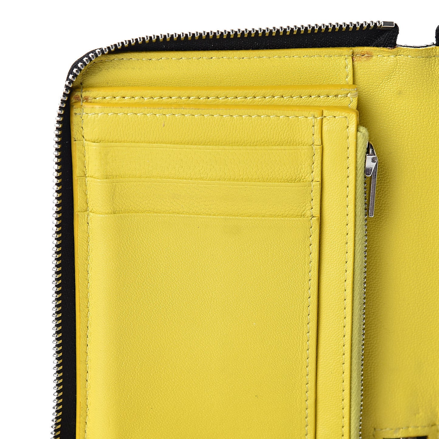 Drummed Calfskin Zip Around Multifunction Wallet Black Citron