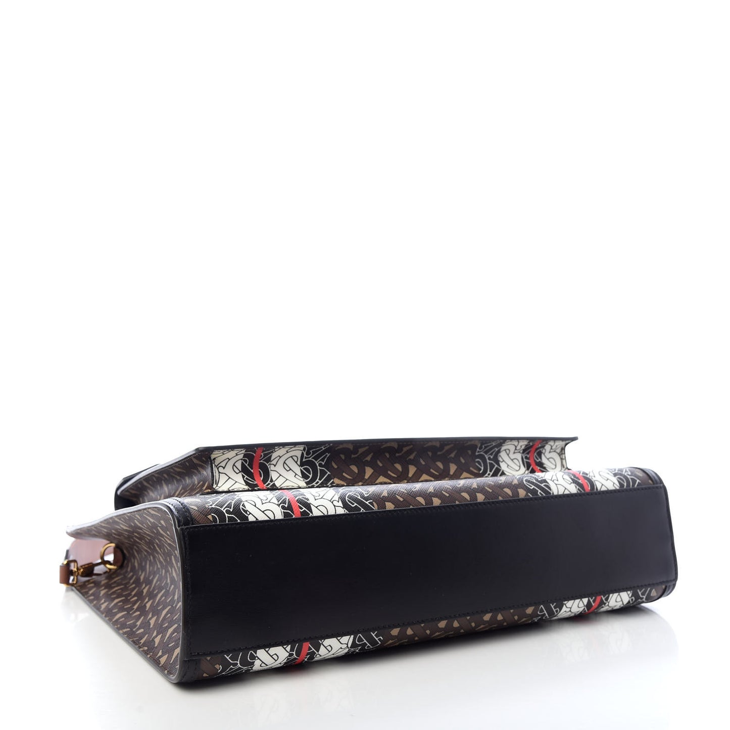 E-Canvas Monogram Stripe Medium Pocket Bag Bridle Brown