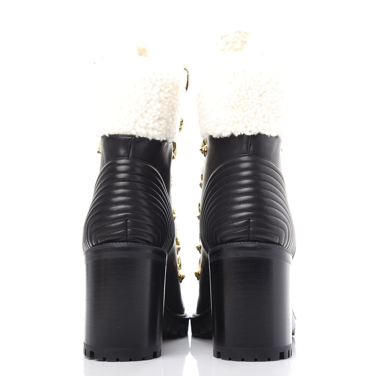 Calfskin Shearling Yetita 70 Hiker Booties 39.5 Black