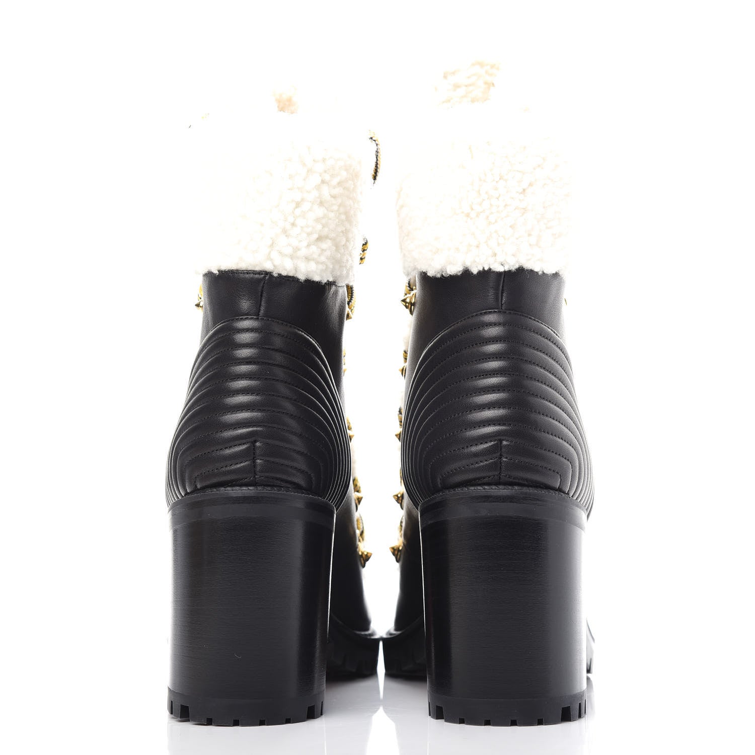 Christian Louboutin Calfskin Shearling Yetita 70 Hiker Booties 39.5 Black 7 of 10