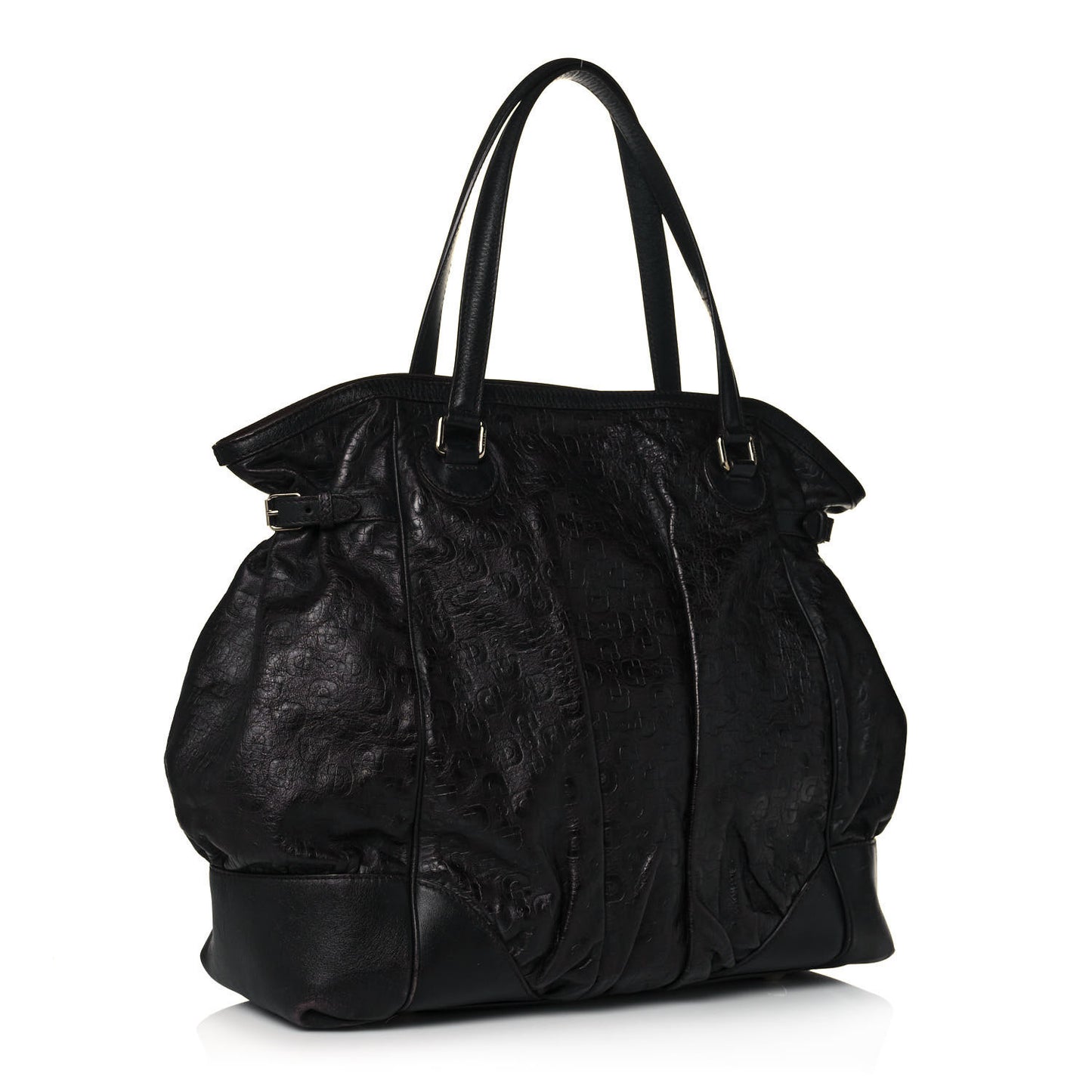 Horsebit Embossed Full Moon Tote Black