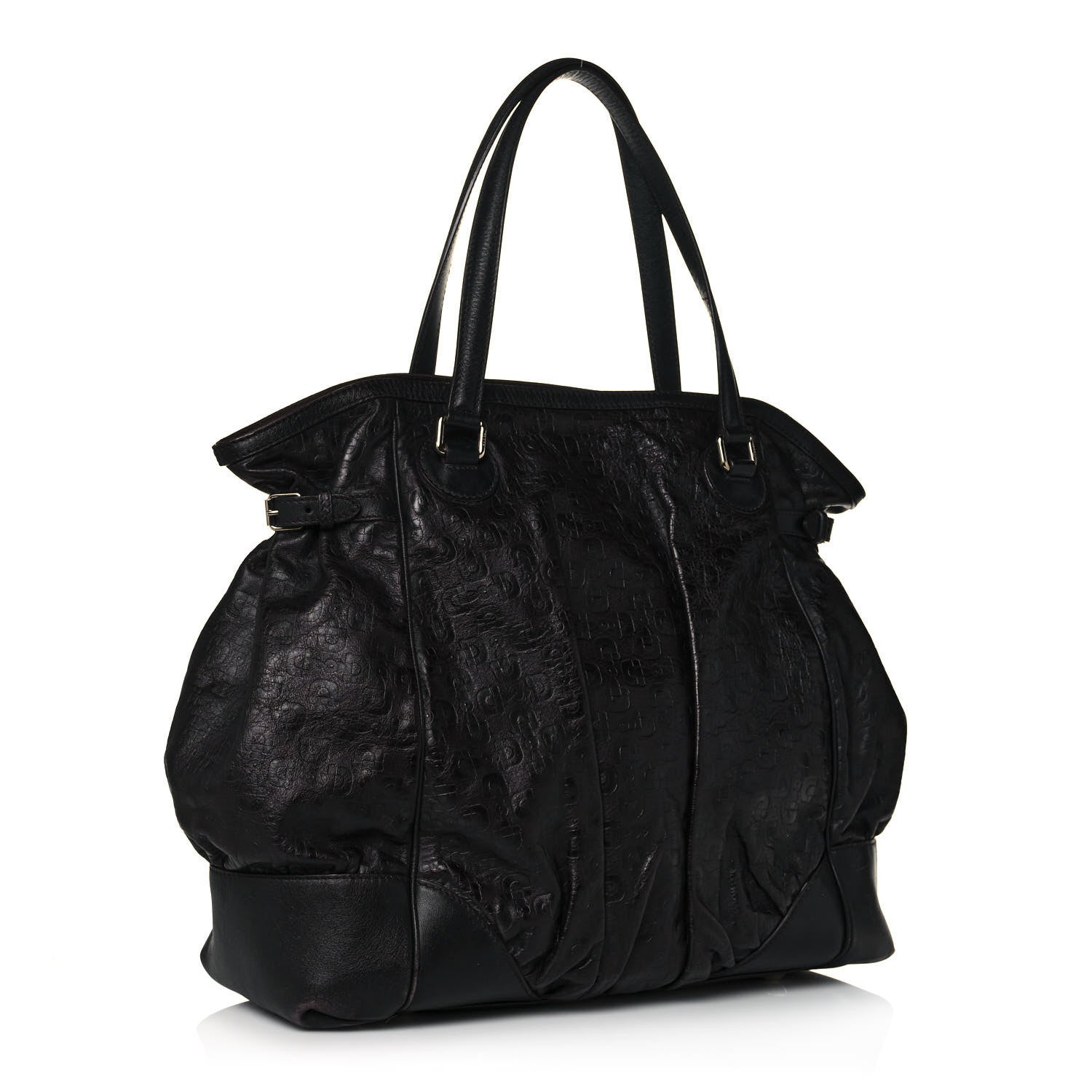 Gucci Horsebit Embossed Full Moon Tote Black 2 of 18