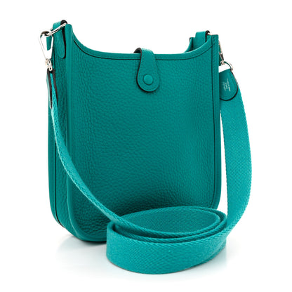 Hermes Taurillon Clemence Evelyne TPM Bleu Paon 3 of 11