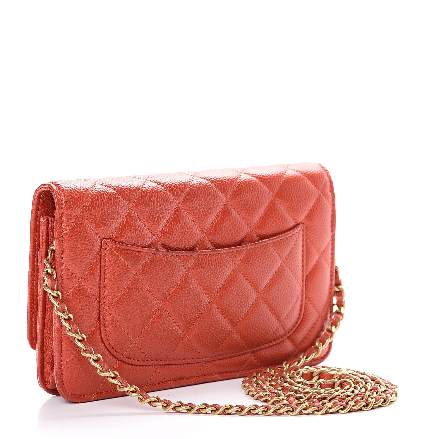 Chanel Caviar Quilted Wallet on Chain WOC Red 2 of 17