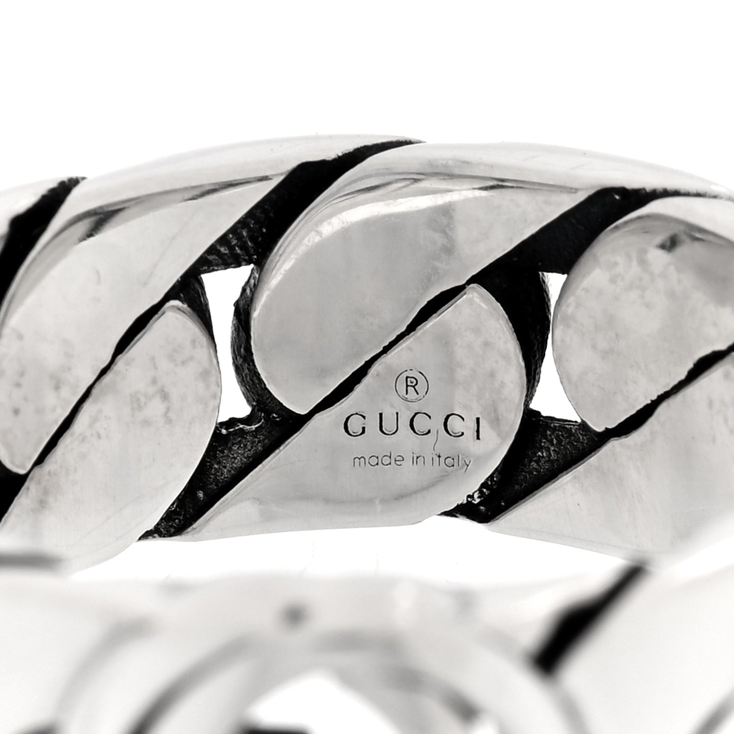 Sterling Silver Interlocking G Chainlink Wide Band Ring 58 8.25