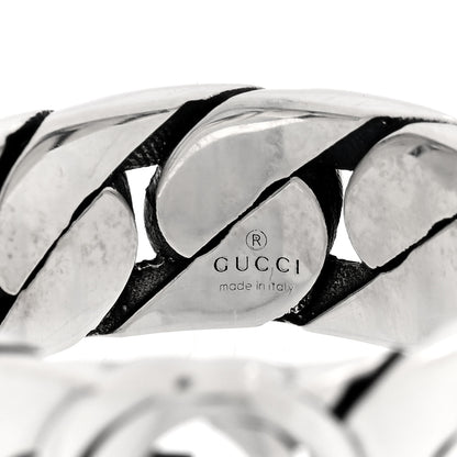Gucci Sterling Silver Interlocking G Chainlink Wide Band Ring 58 8.25 4 of 5