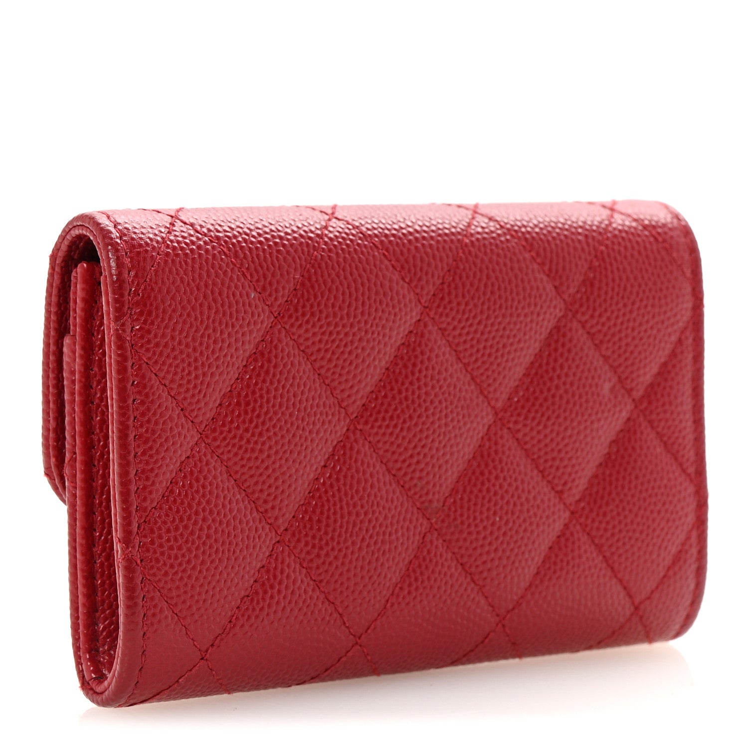 Chanel Caviar Quilted Flap Card Holder Wallet Red 3 of 9