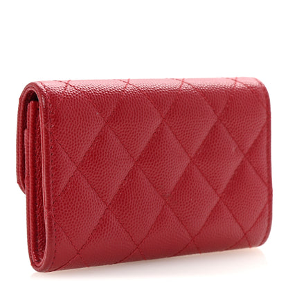 Chanel Caviar Quilted Flap Card Holder Wallet Red 3 of 9