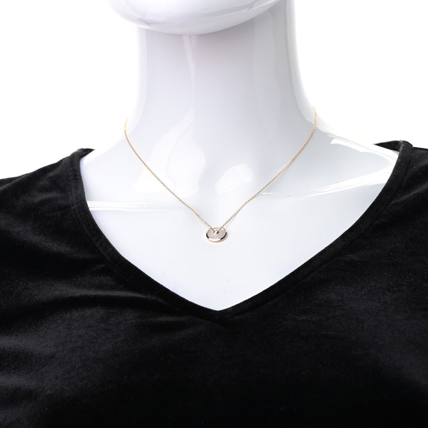 Cartier 18K Yellow Gold Diamond Mother of Pearl XS Amulette de Cartier Pendant Necklace 2 of 6