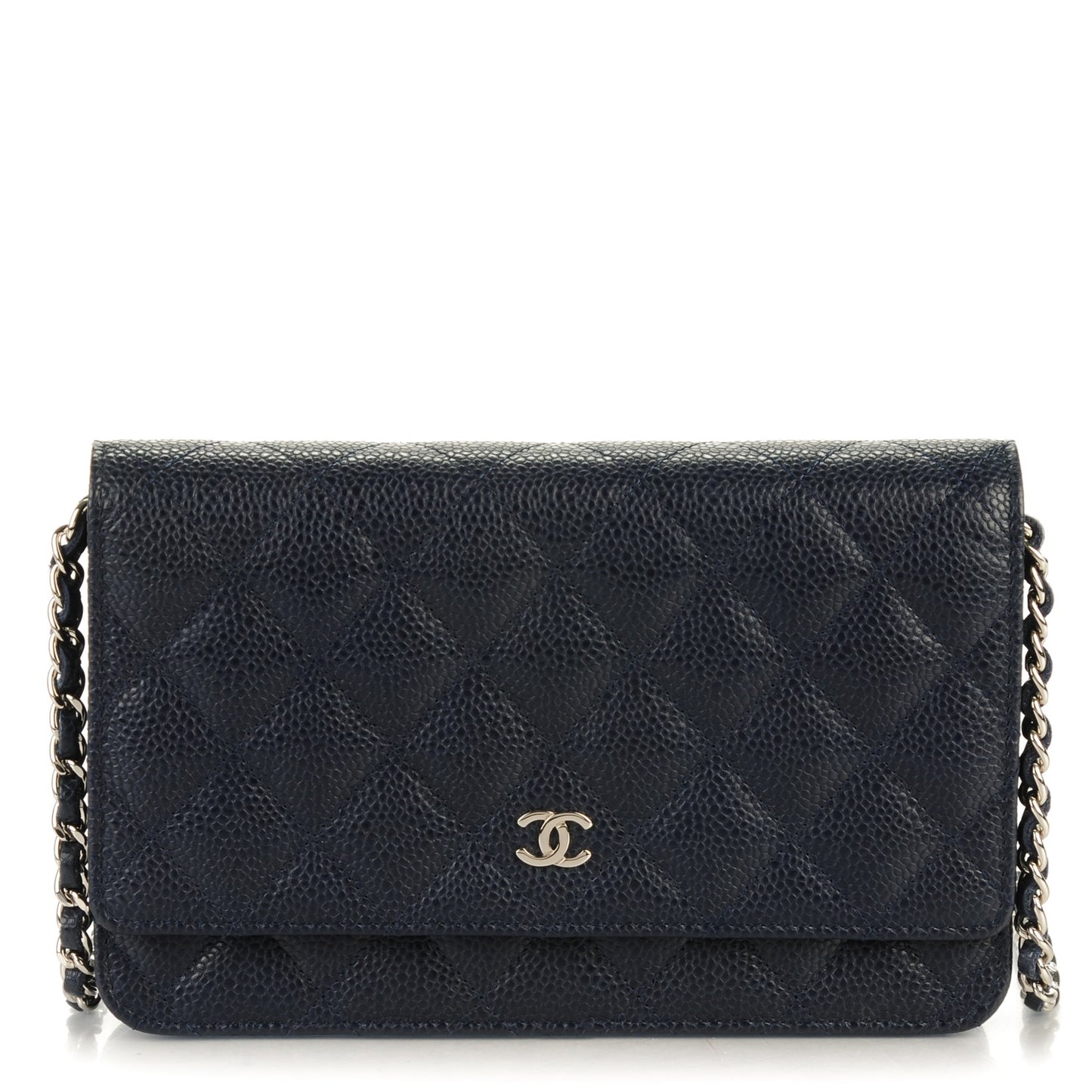 Caviar Quilted Wallet On Chain WOC Navy