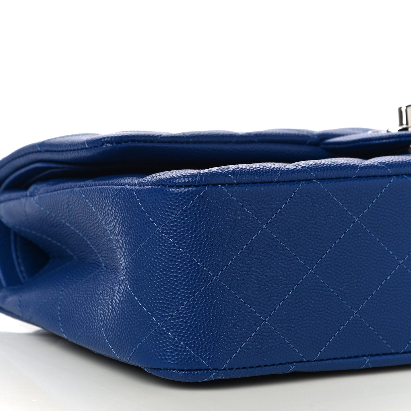 Caviar Quilted Medium Double Flap Blue