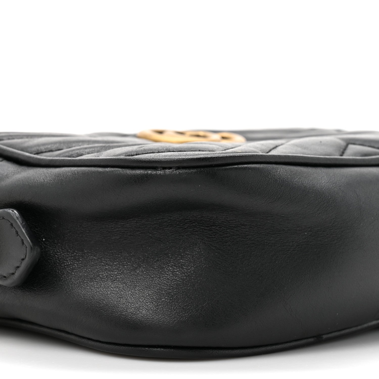 Gucci Calfskin Matelasse Mini GG Marmont Chain Shoulder Bag Black 10 of 14