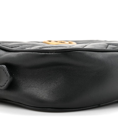 Gucci Calfskin Matelasse Mini GG Marmont Chain Shoulder Bag Black 10 of 14