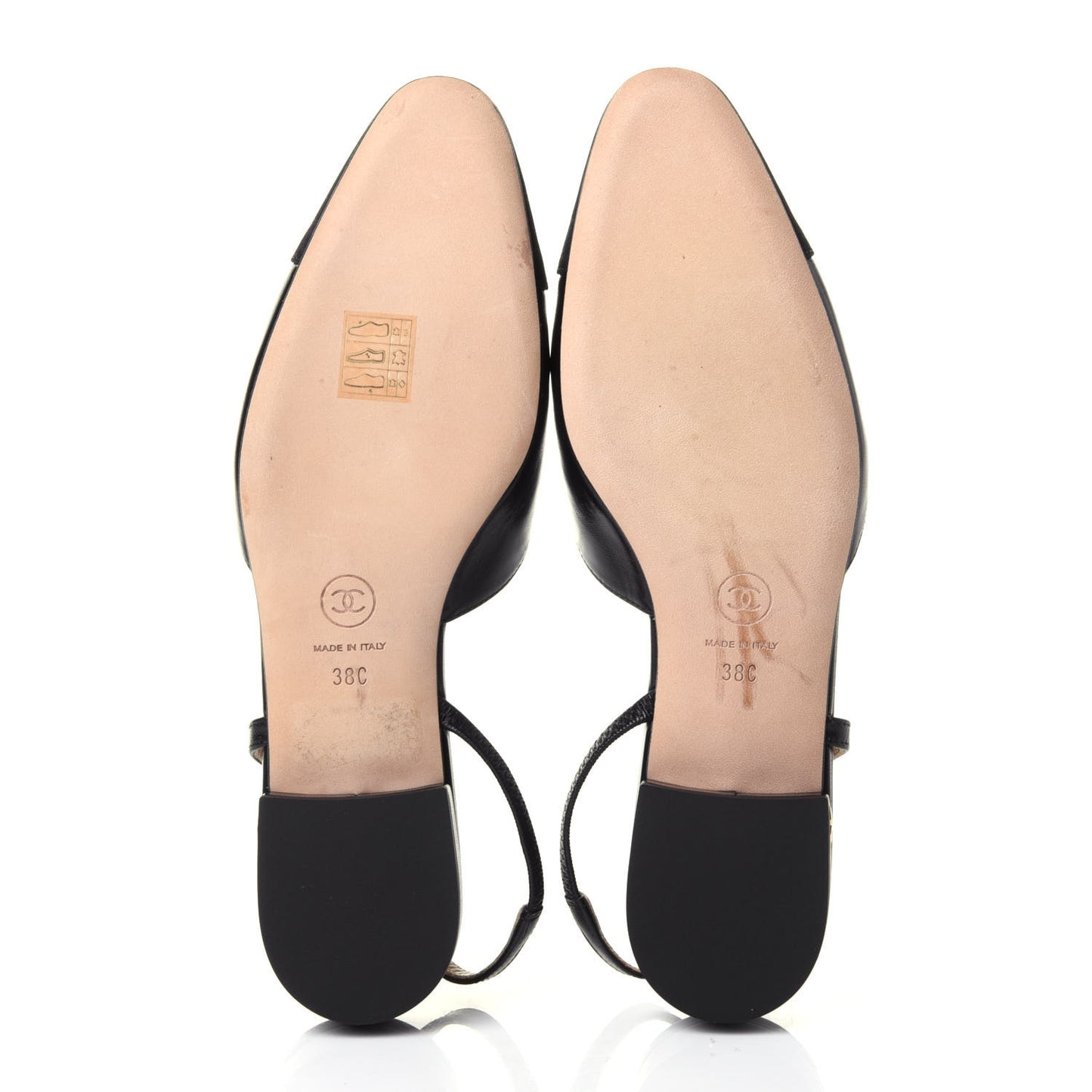 Goatskin Grosgrain Cap Toe CC Slingback Sandals 38 Black