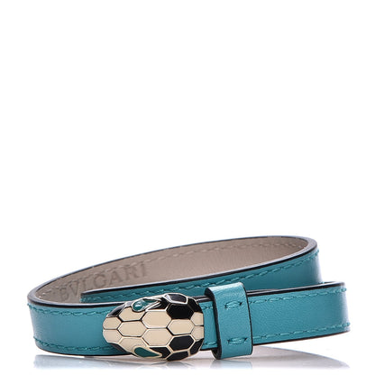 Bulgari Calfskin Serpenti Forever Muli-coiled Bracelet S Aquarelle Turquoise 1 of 8