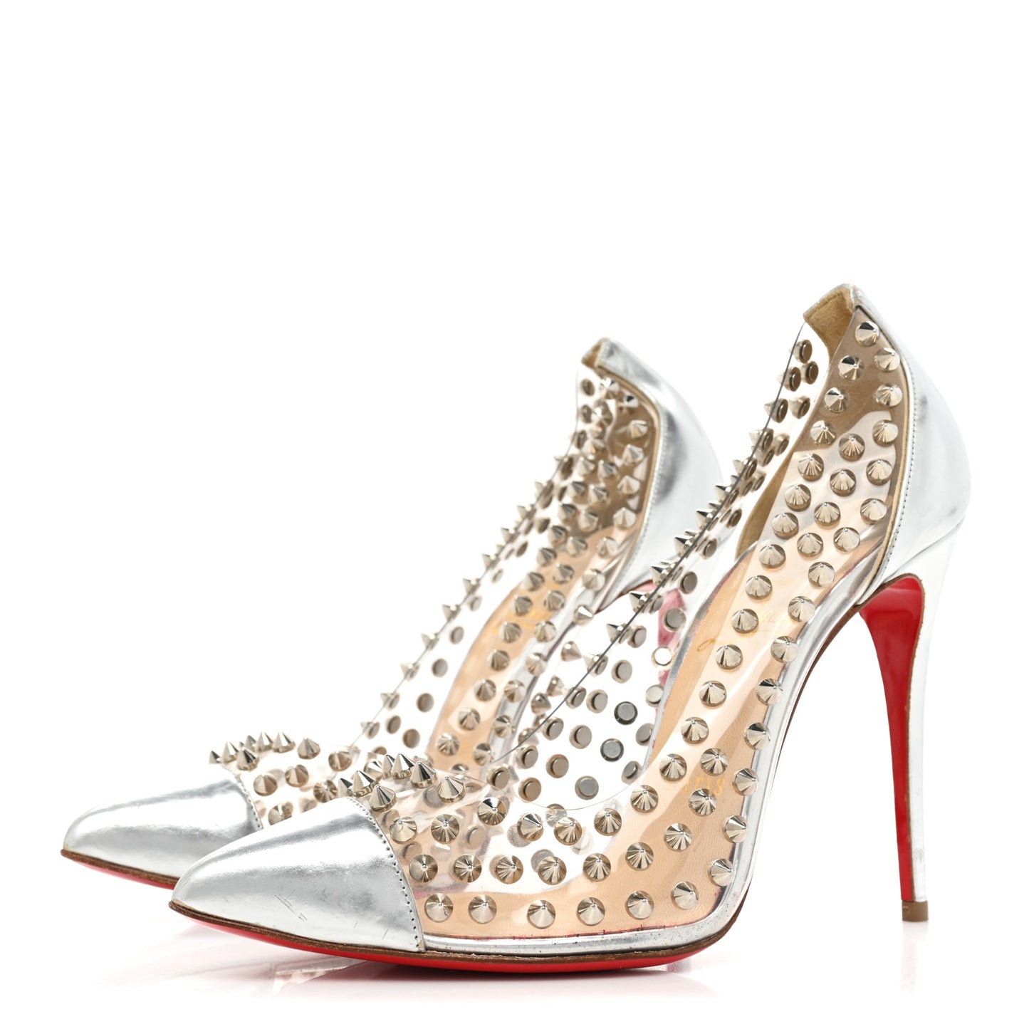 PVC Metallic Gloss Spike Me 100 Pumps 38 Silver