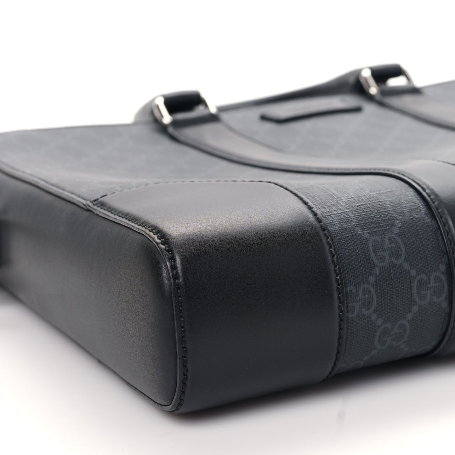 GG Supreme Monogram Appia Calfskin Web Briefcase Black