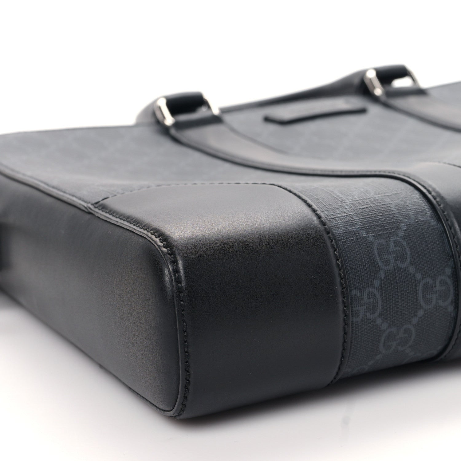 Gucci GG Supreme Monogram Appia Calfskin Web Briefcase Black 8 of 11