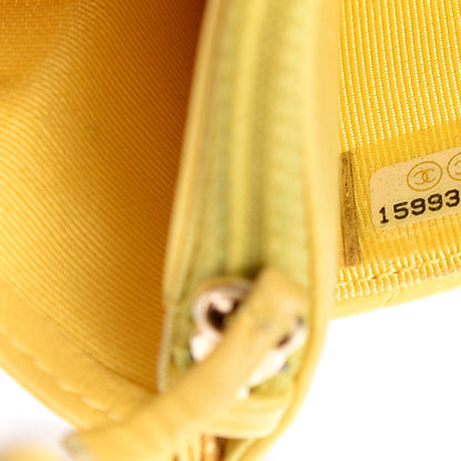 Chanel Lambskin Quilted Wallet on Chain WOC Yellow 8 of 11
