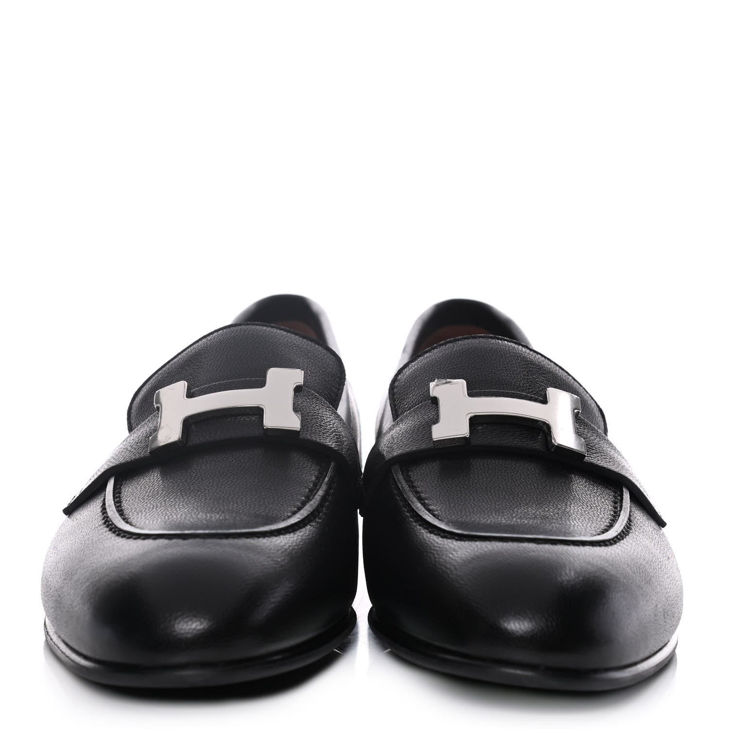 Hermes Goatskin Womens Paris Loafers 35 Black 2 of 9