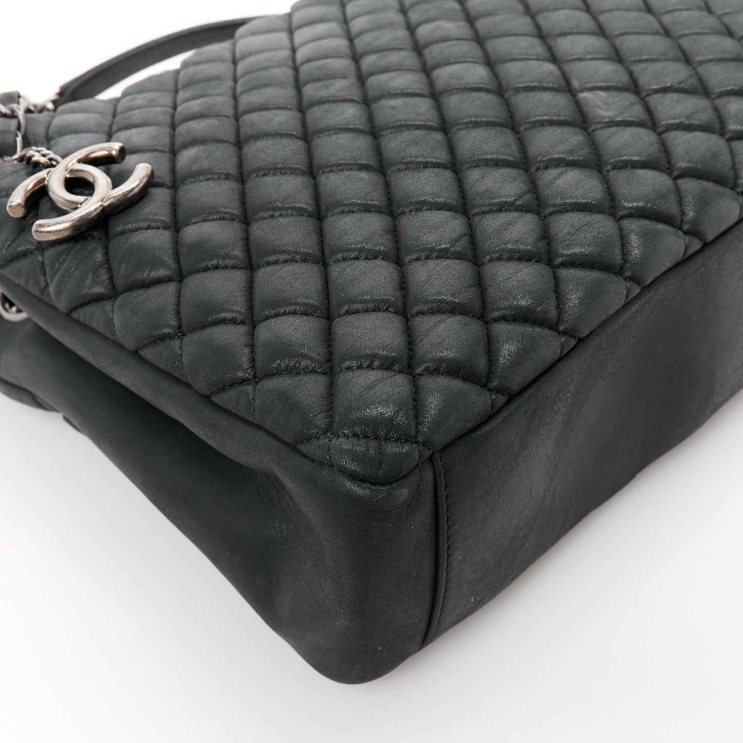 Lambskin Quilted Medium New Bubble North South Tote Black