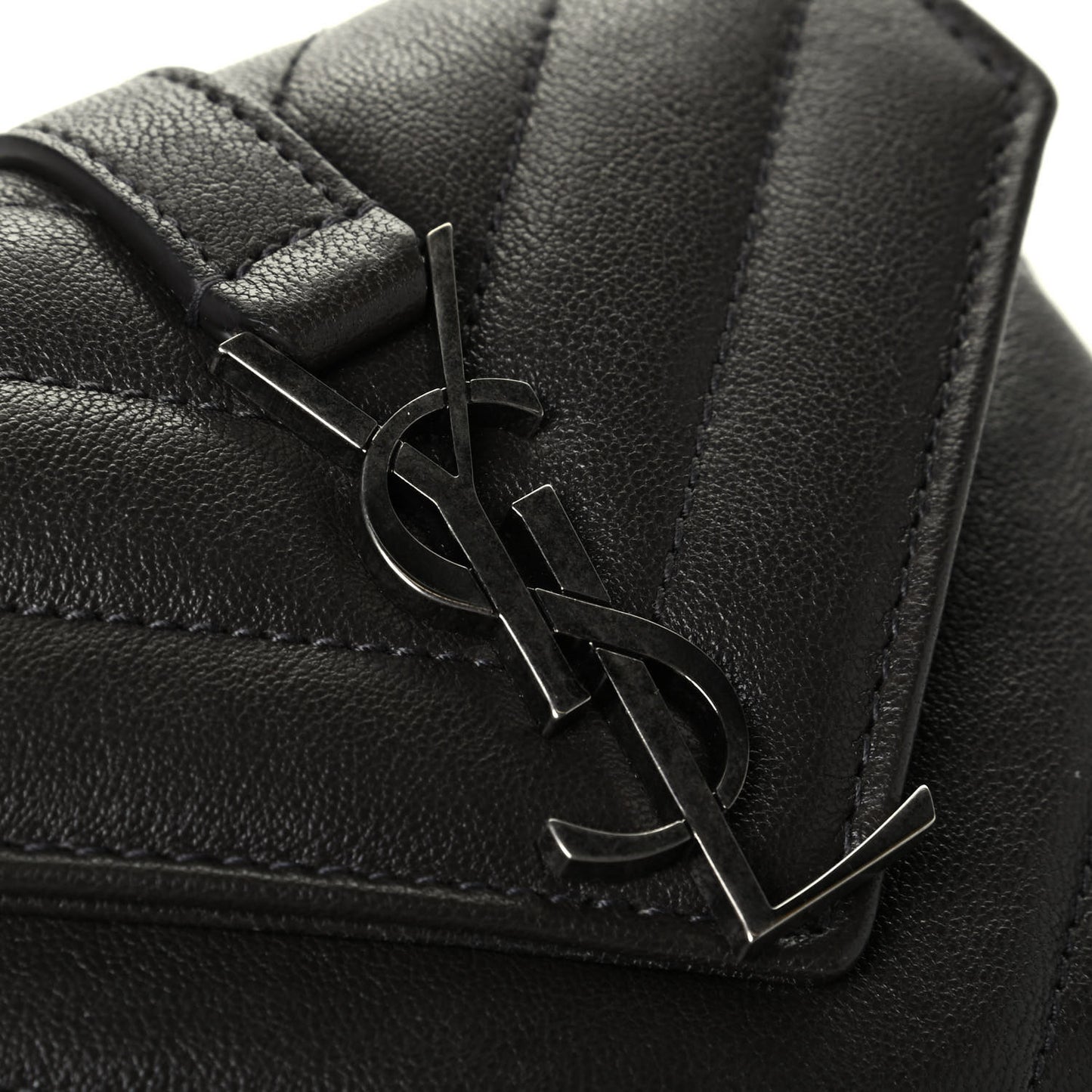 Sheepskin Matelasse Chevron Monogram Mini College Bag Dark Anthracite