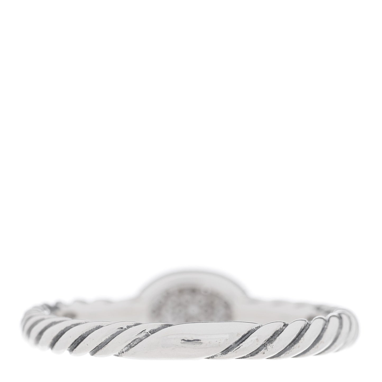 Sterling Silver Diamond Pave Cable Classics Oval Ring 52 6