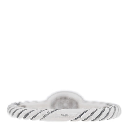 David Yurman Sterling Silver Diamond Pave Cable Classics Oval Ring 52 6 3 of 4
