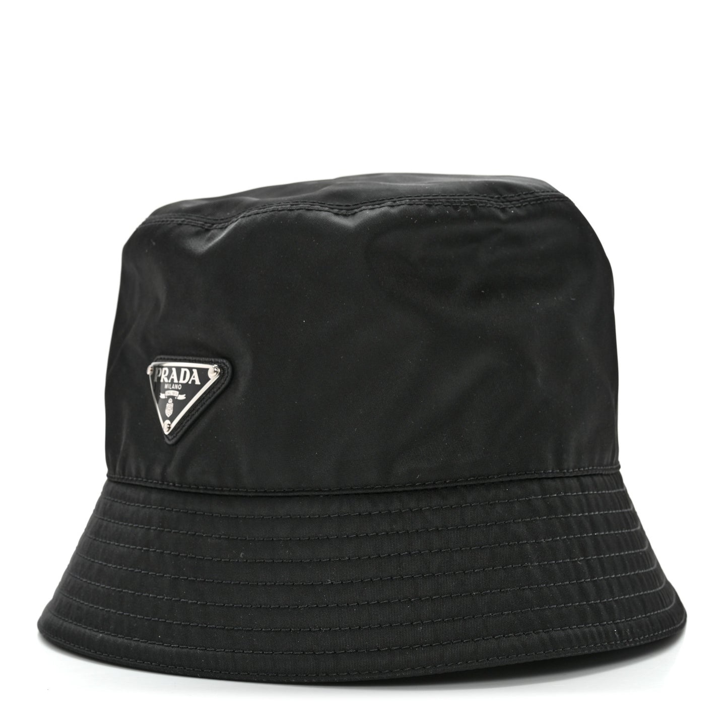 Re-Nylon Metal Triangle Logo Womens Bucket Hat S Black