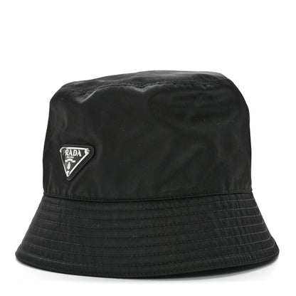 Prada Re-Nylon Metal Triangle Logo Womens Bucket Hat S Black 1 of 9