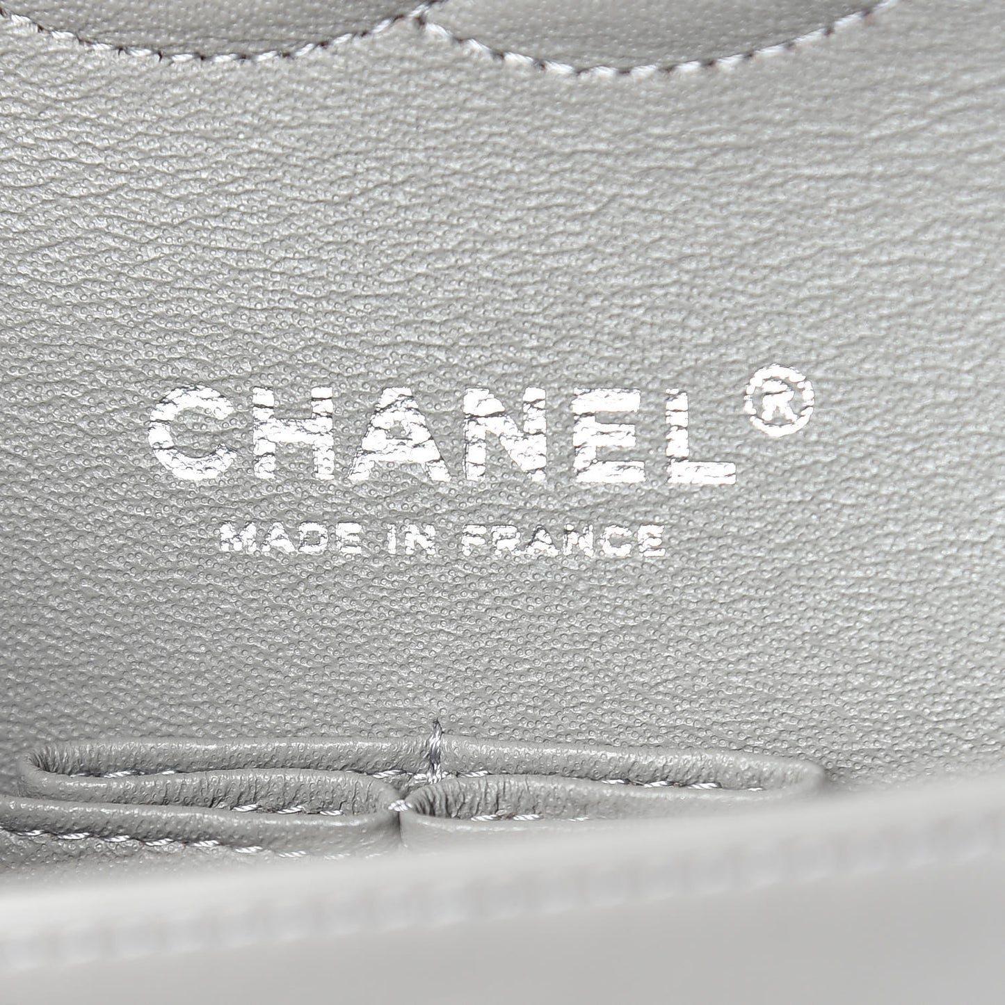 Lambskin Quilted Medium Double Flap Grey