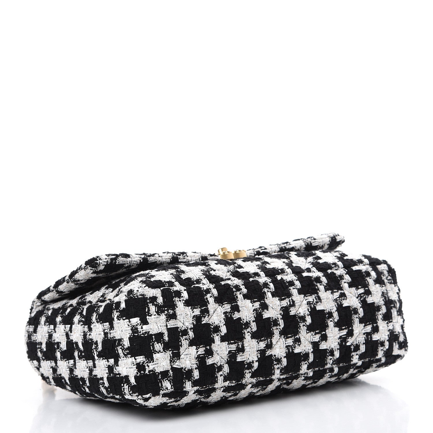 Chanel Tweed Quilted Maxi 19 Flap Black Ecru White 3 of 10