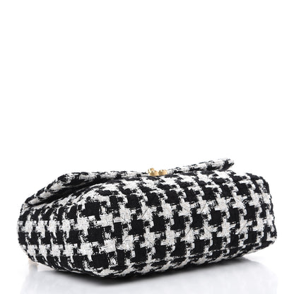 Chanel Tweed Quilted Maxi 19 Flap Black Ecru White 3 of 10