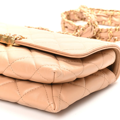 Chanel Crumpled Calfskin Quilted Braided CC Flap Beige 11 of 12
