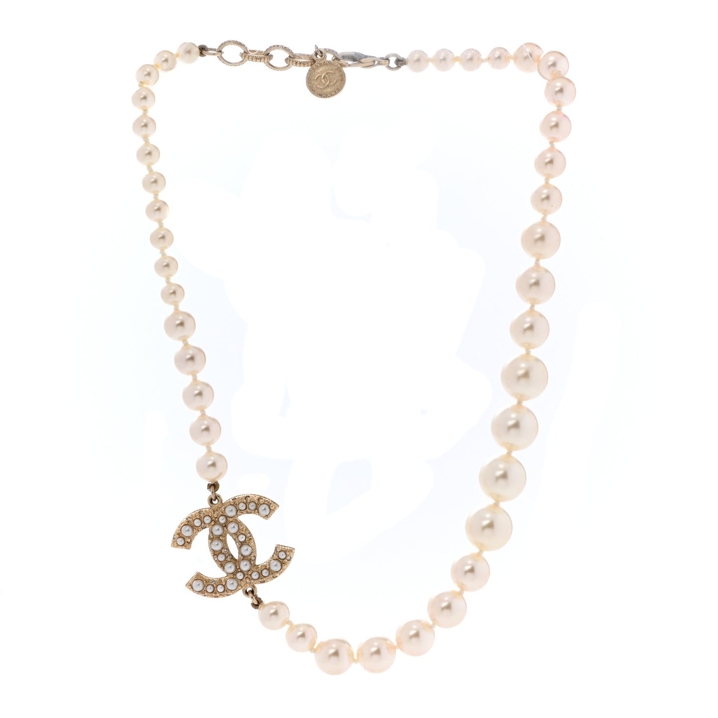 Pearl CC 100th Anniversary Necklace Light Gold