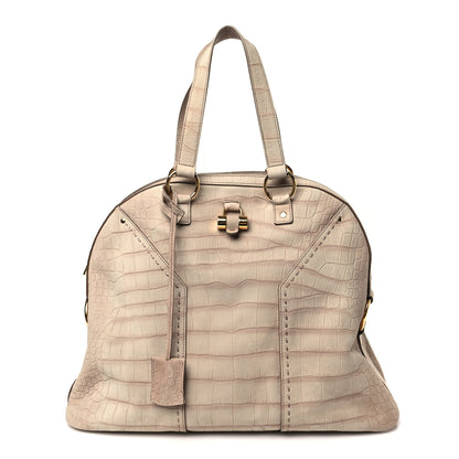 Saint Laurent Nubuck Crocodile Embossed Oversized Muse Beige 1 of 10