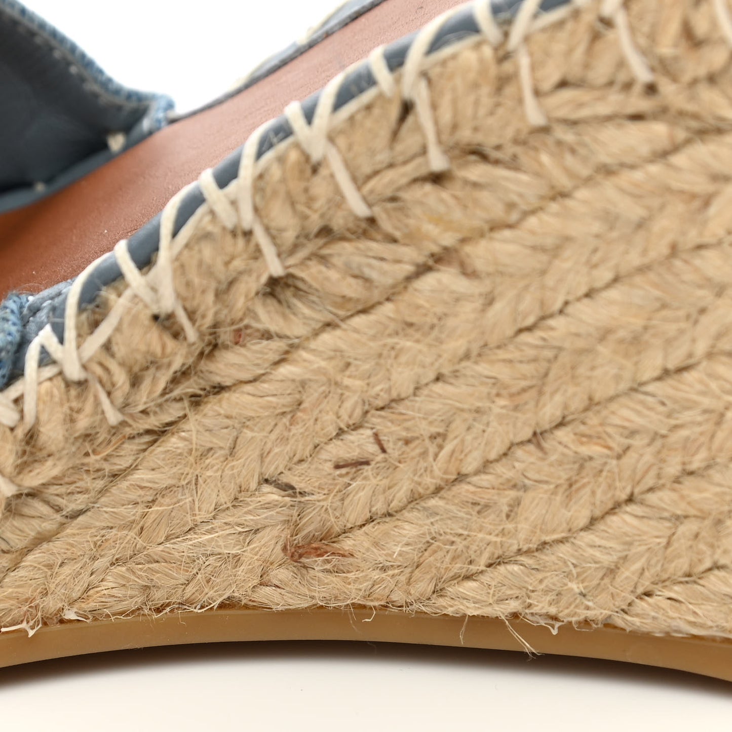 Denim Butterfly Embroidered Rockstud Ankle Wrap Espadrille 15/85mm Wedges 36 Light Denim