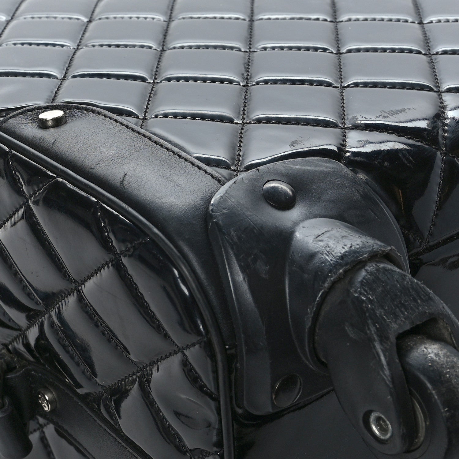 Chanel Vinyl Calfskin Quilted Trolley Rolling Luggage Black 9 of 10