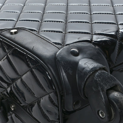 Chanel Vinyl Calfskin Quilted Trolley Rolling Luggage Black 9 of 10