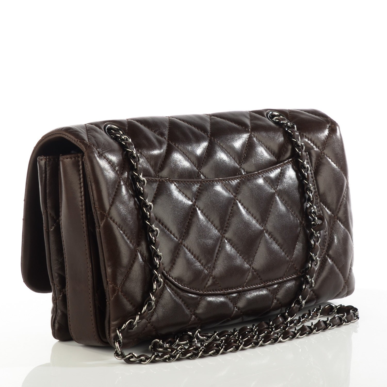 Chanel Lambskin Quilted Large 3 Flap Brown 3 of 8