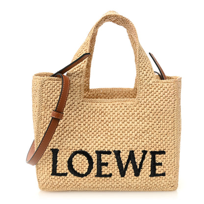 Loewe X PAULA'S IBIZA Raffia Small Font Tote Natural Tan 1 of 9