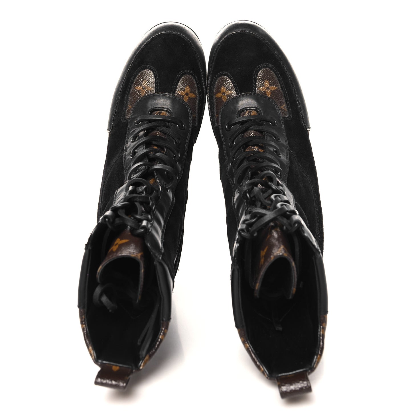 Suede Calfskin Monogram Laureate Platform Desert Boots 41 Black