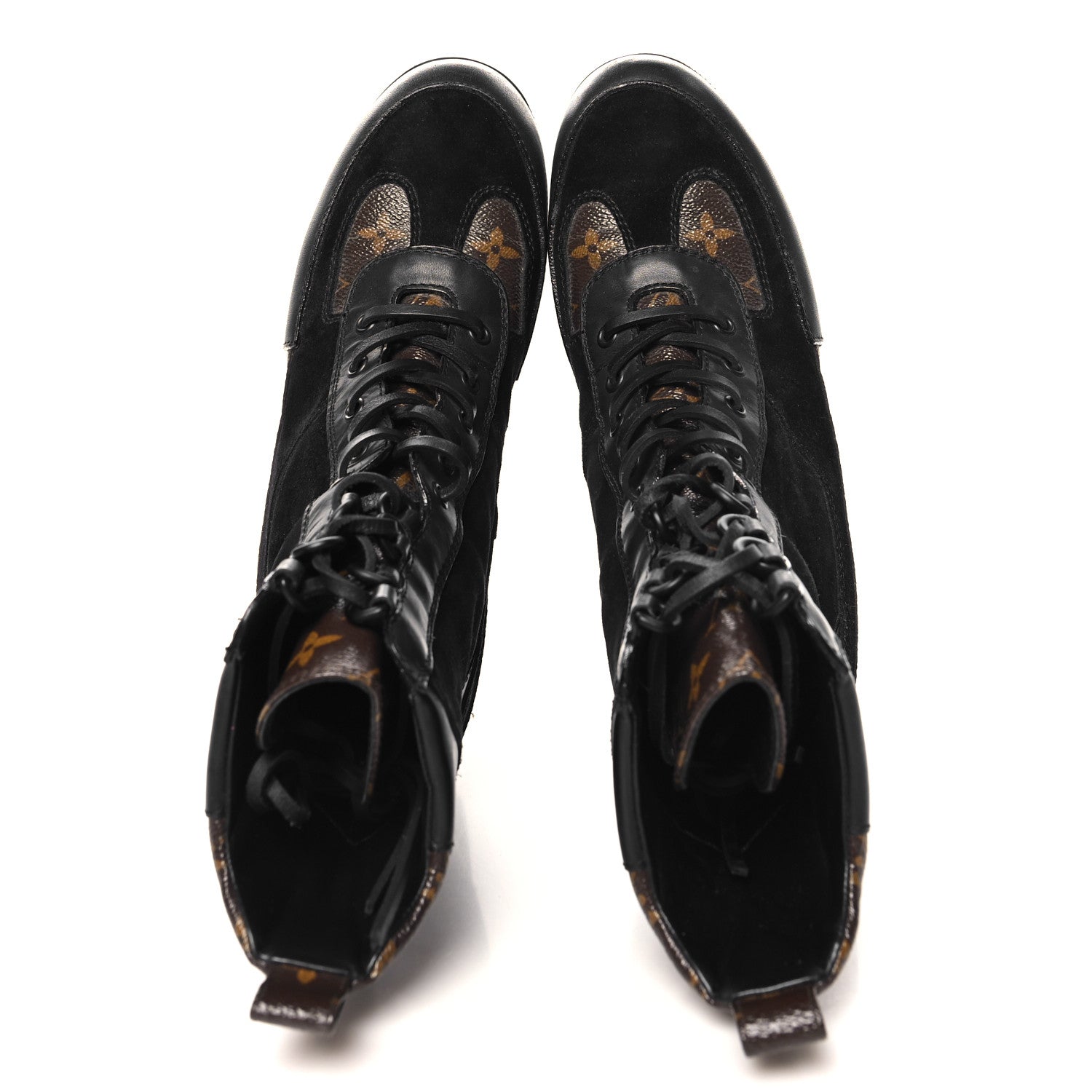 Louis Vuitton Suede Calfskin Monogram Laureate Platform Desert Boots 41 Black 2 of 10