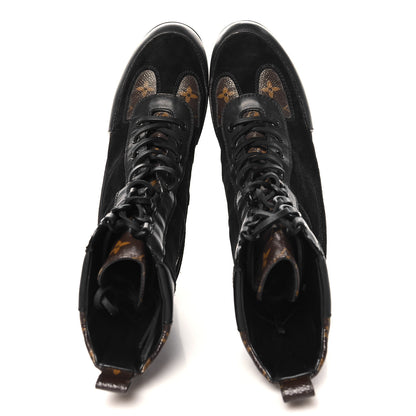 Louis Vuitton Suede Calfskin Monogram Laureate Platform Desert Boots 41 Black 2 of 10