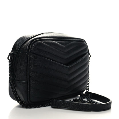 Saint Laurent Grain De Poudre Matelasse Monochrome Monogram Mini Lou Camera Bag Black 3 of 10