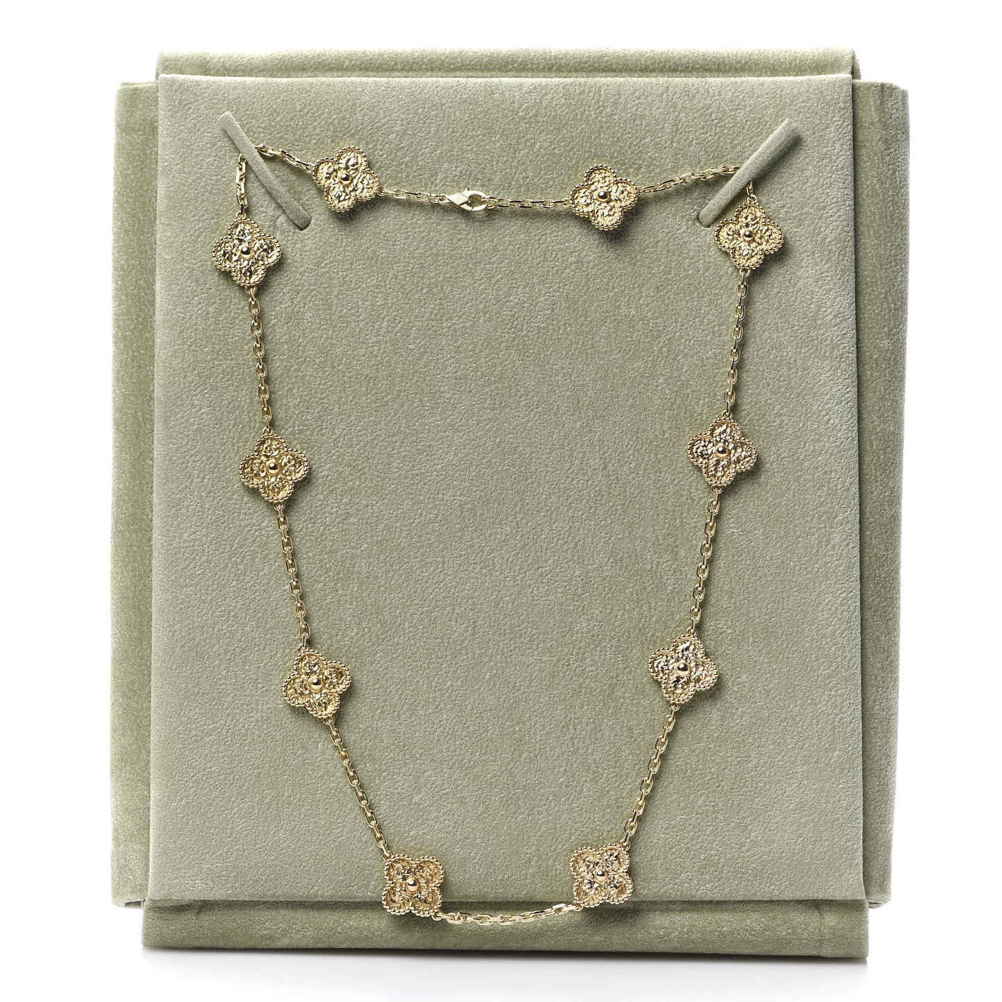 18K Yellow Gold 10 Motifs Vintage Alhambra Necklace
