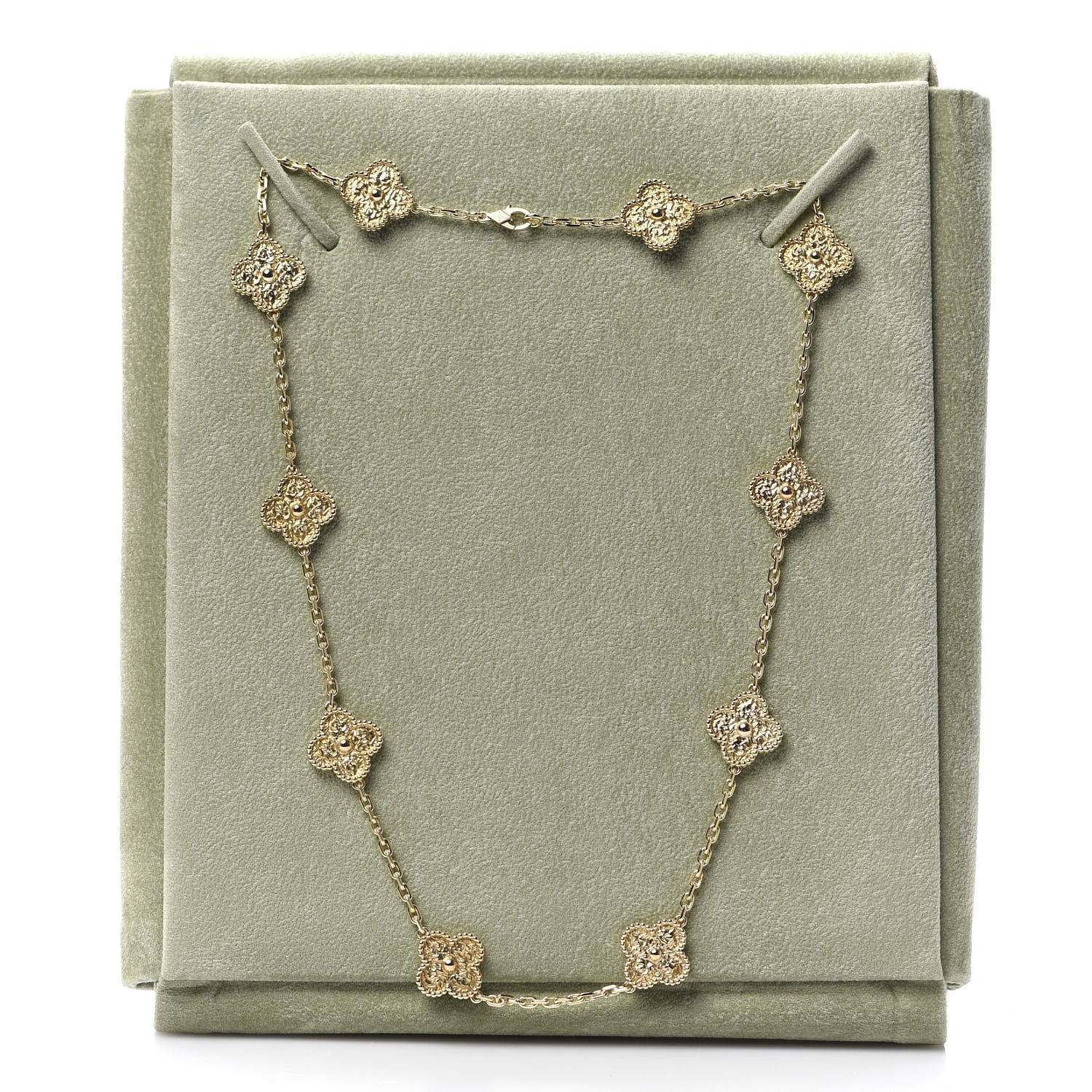 Van Cleef & Arpels 18K Yellow Gold 10 Motifs Vintage Alhambra Necklace 6 of 6