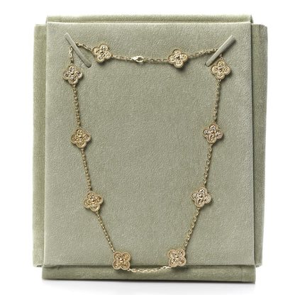 Van Cleef & Arpels 18K Yellow Gold 10 Motifs Vintage Alhambra Necklace 6 of 6